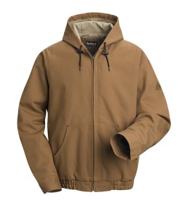 Bulwark JLH4BD Men's Heavyweight FR Brown Duck Hooded Jacket