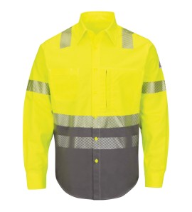 Bulwark SLB4HG Men's Hi-Visibility Color-Block Uniform Shirt