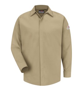 Bulwark SLS2KH Men's Midweight FR Pocketless Concealed-Gripper Work Shirt