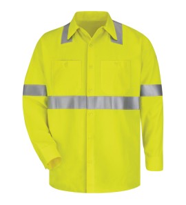 Bulwark SMW4HV Men's Midweight FR Hi-Visibility Work Shirt