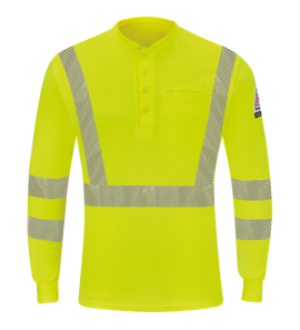 Bulwark SML4HV Men's Hi-Visibility Lightweight Long Sleeve Henley