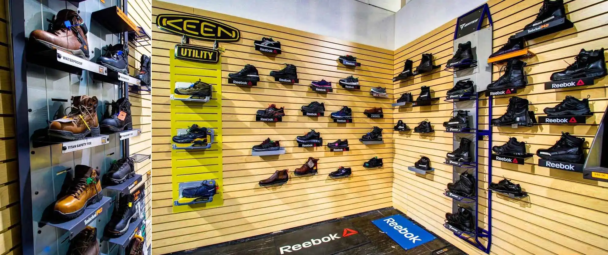 Steel toe safety shoes and work boots from Timberland PRO, KEEN Utility, Reebok Work and Bates at the GTIM Miami showroom
