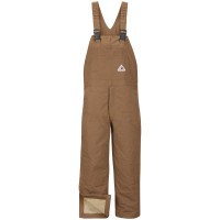 Men's Heavyweight FR Insulated Brown Duck  Bib Overall with Knee Zip