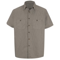 Men's Short Sleeve Microcheck Uniform Shirt